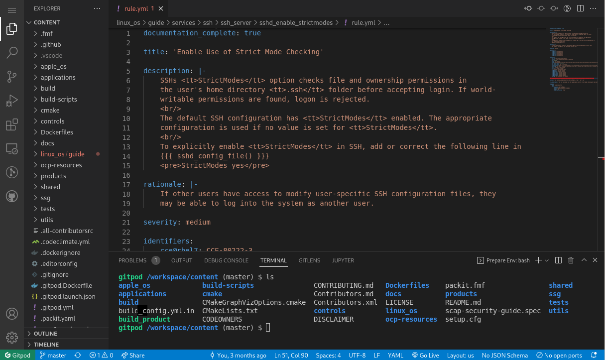 Visual Studio Code running on a Gitpod Environment